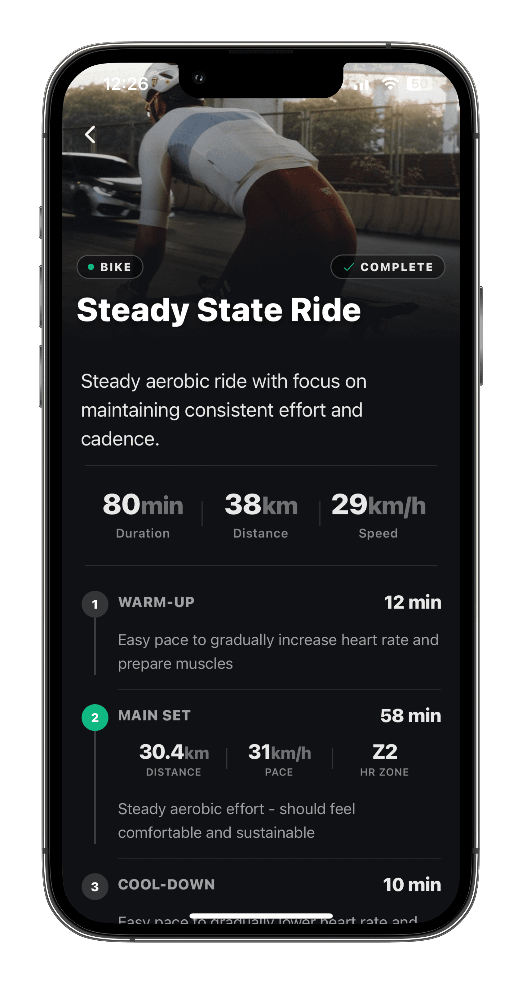 kovaa workout execution screen