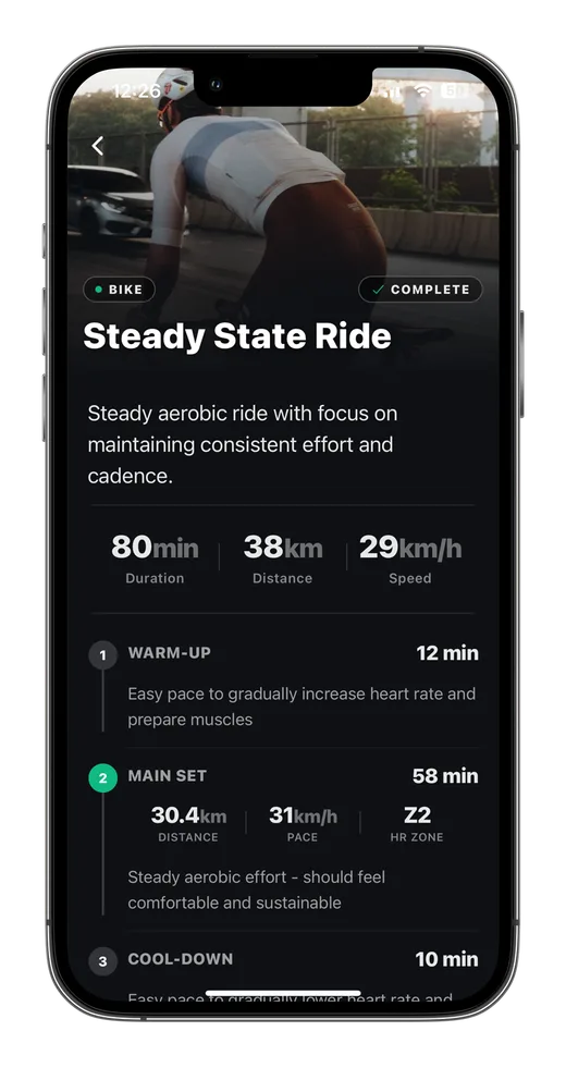 kovaa workout detail screen